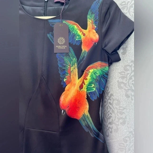 Marchesa Voyage Black Peplum Mini Dress. Size 4 - Picture 2 of 5